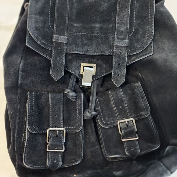Proenza Schouler Black Suede Backpack Purse PS1 Large Made in Italy - Picture 8 of 16